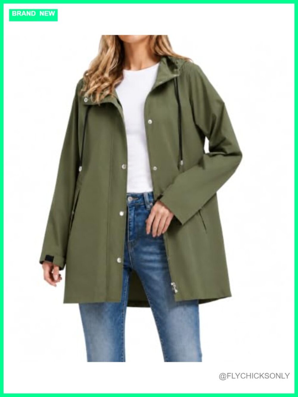 Waterproof Packable Raincoat Lightweight Trench Hooded Rain Jacket Women